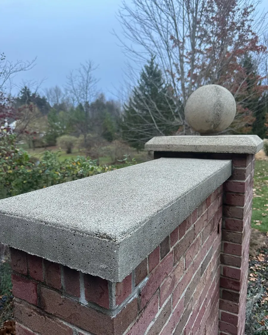 Clean brick pillar after professional exterior cleaning in Okemos, MI